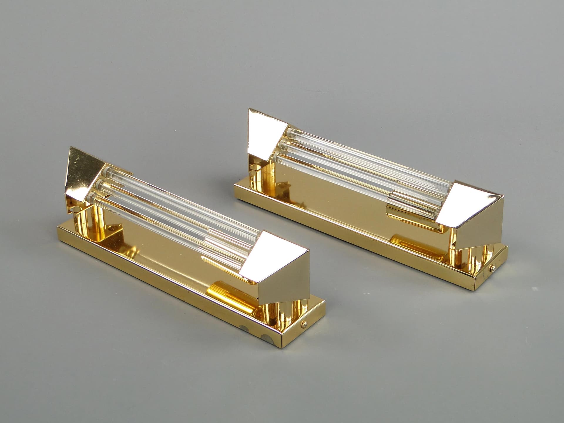 Para kinkietów Art déco, mosiądz złoty, kryształ, Honsel Leuchten, Niemcy, lata 80. - 13257