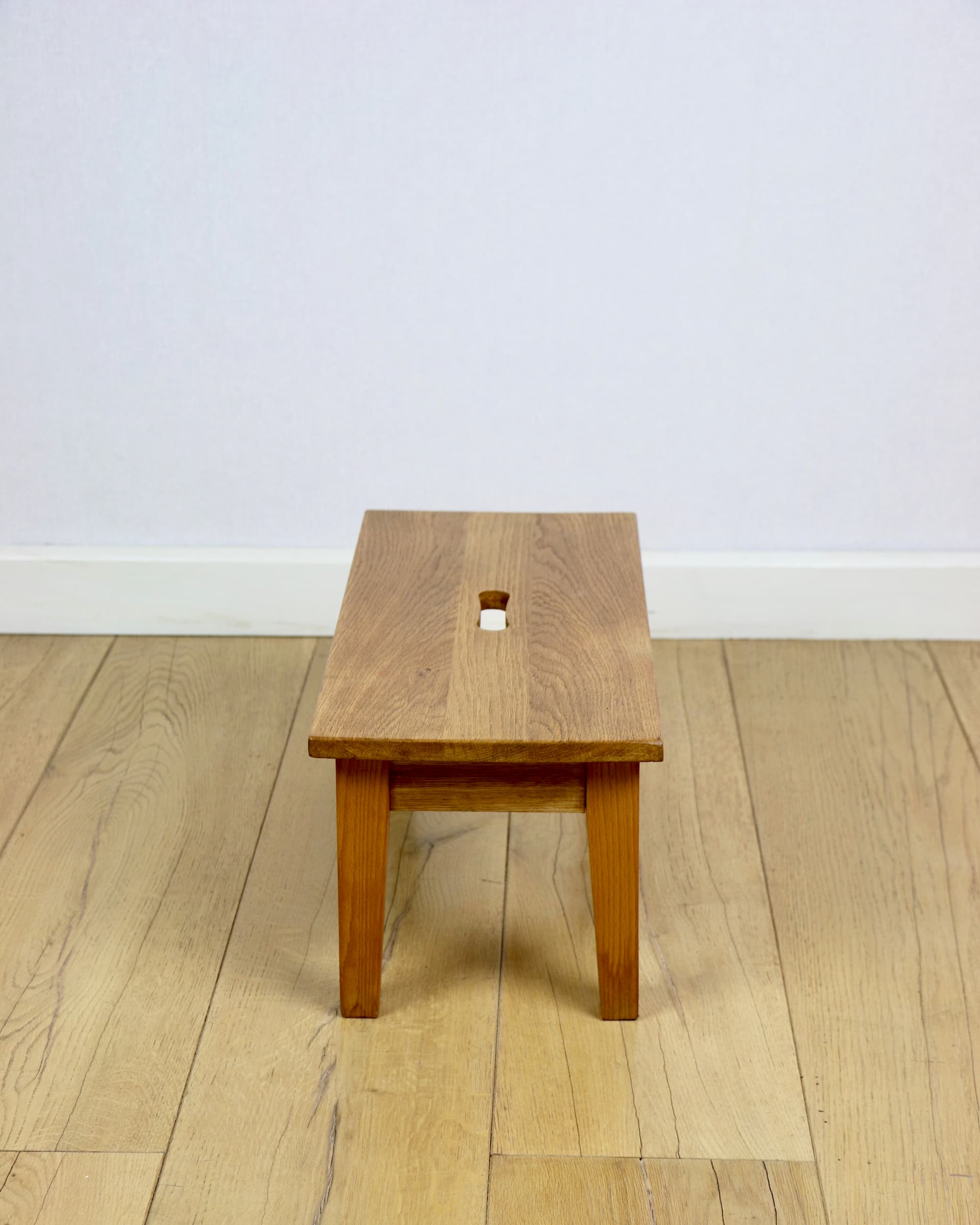 Low stool, light brown ash, Poland, 1960s - 190887
