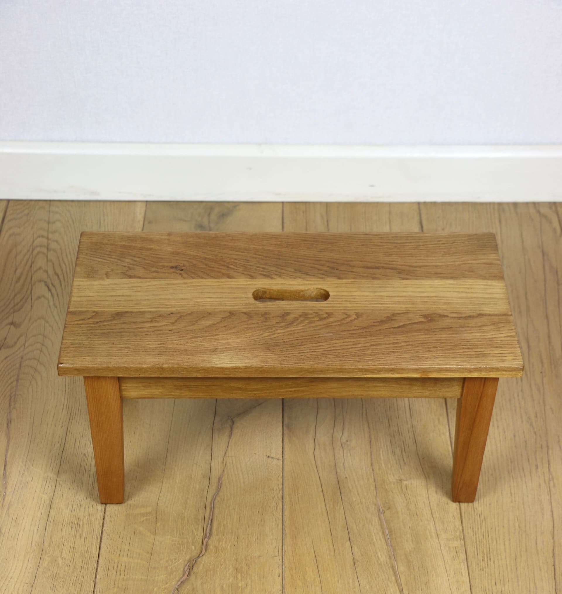 Low stool, light brown ash, Poland, 1960s - 190889