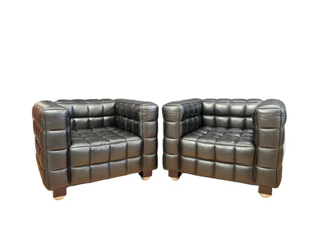 Para foteli Kubus 8020, skóra naturalna czarna, proj. J. Hoffmann, Austria, lata 80. - WYMIARY