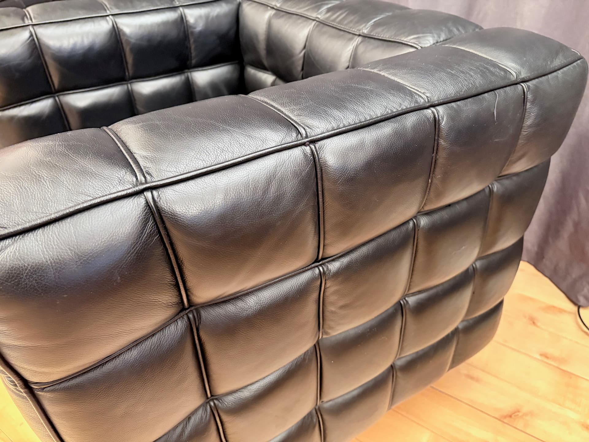 Para foteli Kubus 8020, skóra naturalna czarna, proj. J. Hoffmann, Austria, lata 80. - 190988