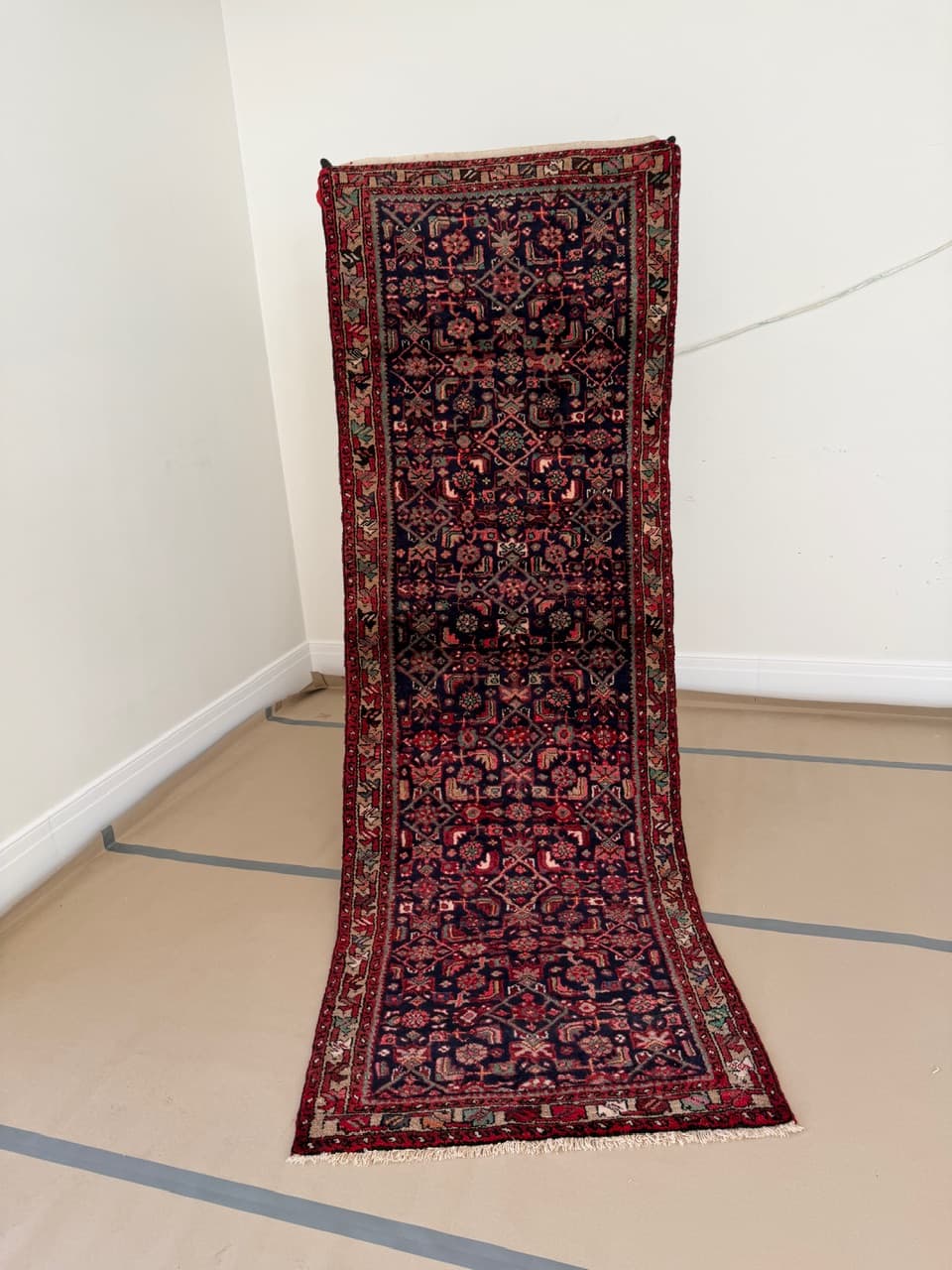 Runner Hamadan 290x100 cm, navy blue, wool, Iran - 191091