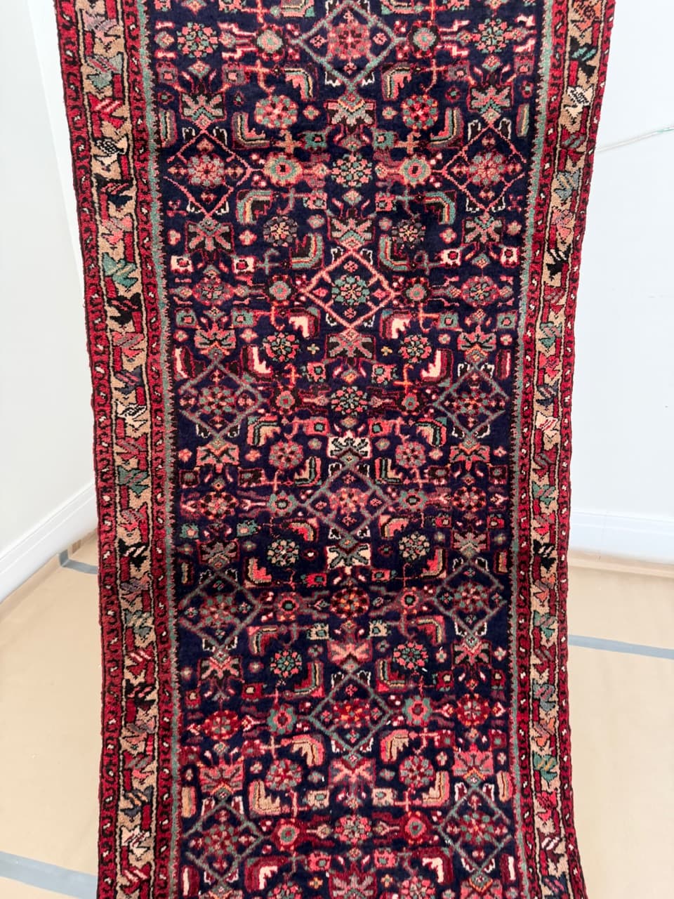 Runner Hamadan 290x100 cm, navy blue, wool, Iran - 191093