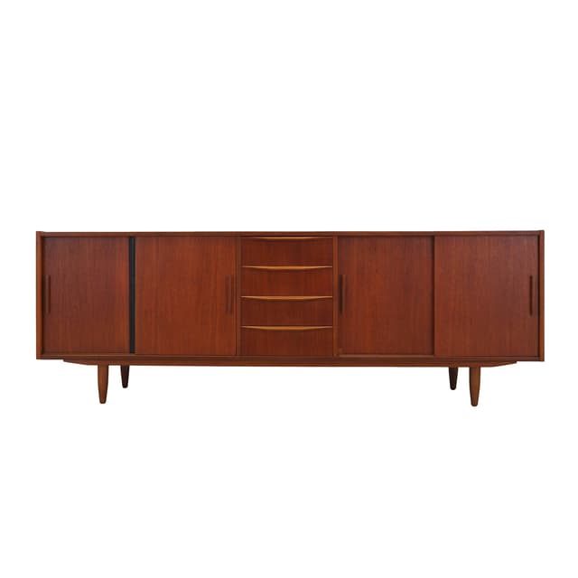 Sideboard, brązowy jasny, teak, Dania, lata 70. - WYMIARY