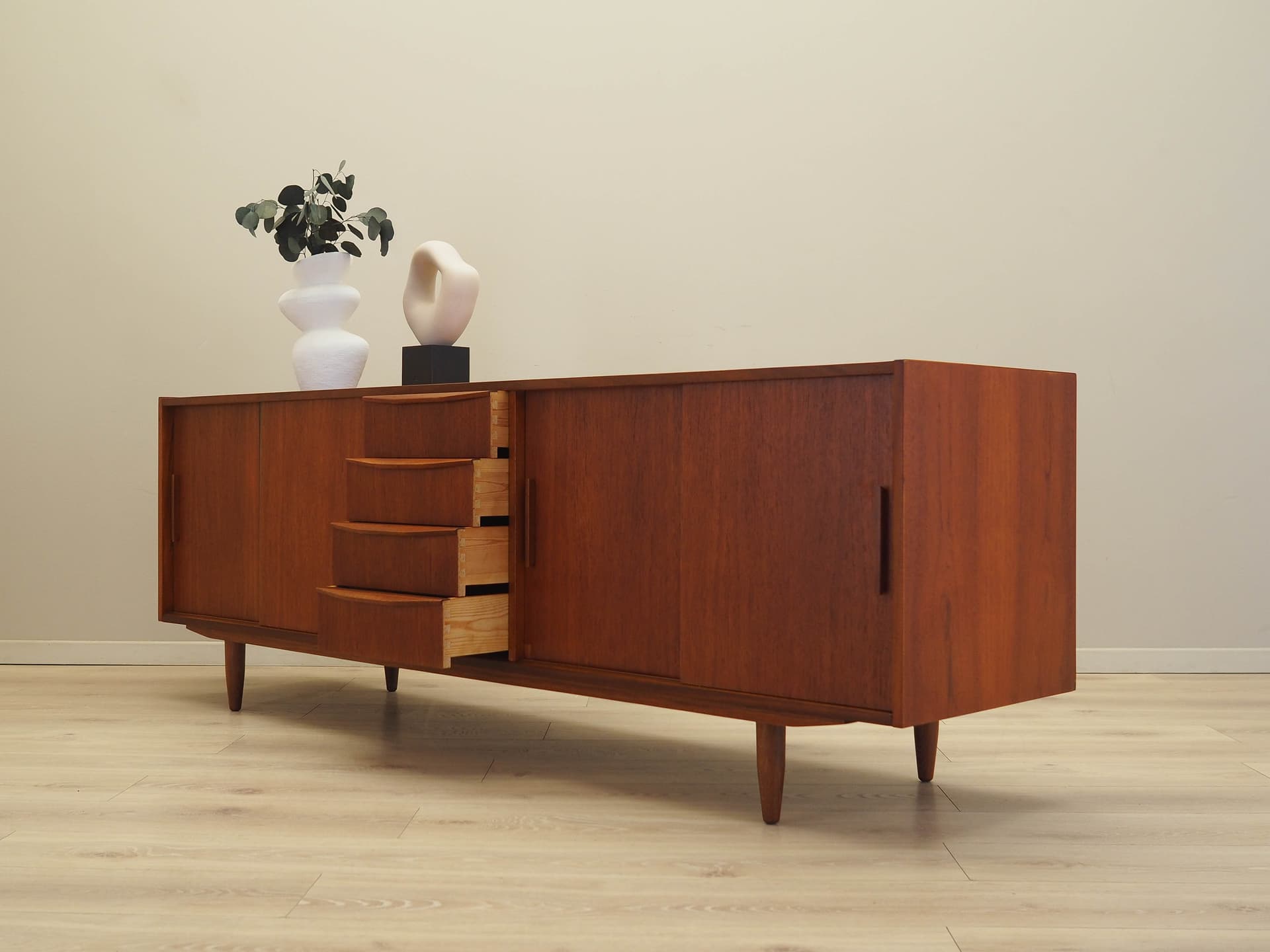 Sideboard, brązowy jasny, teak, Dania, lata 70. - 191137
