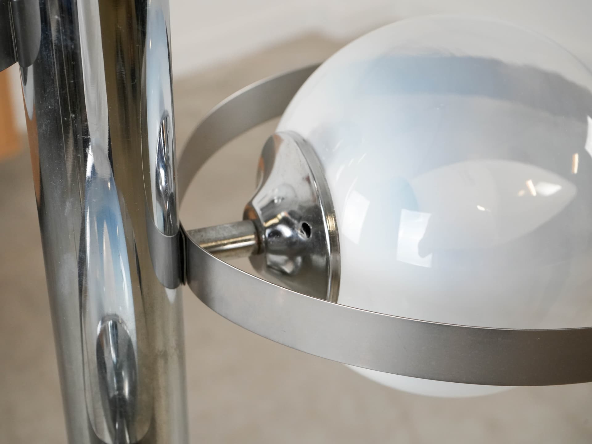 Lampa wisząca Space Age, szkło przezroczyste, stal chromowana srebrna, Włochy, lata 70. - 191222