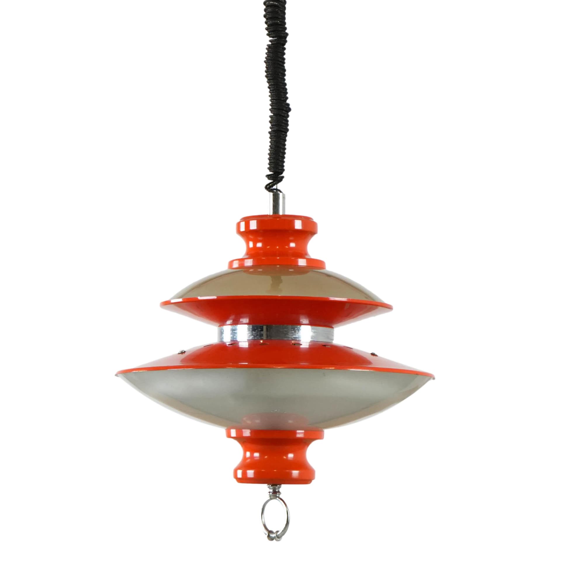 Lampa wisząca Space Age, pomarańczowy, metal, Włochy, lata 70. - 191223