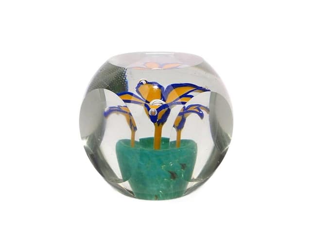 Przycisk do papieru Murano, transparentny kryształ, Włochy, lata 50. - WYMIARY