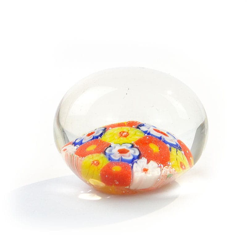 Przycisk do papieru Millefiori, szkło transparent, Murano, Włochy, lata 60. - 191309