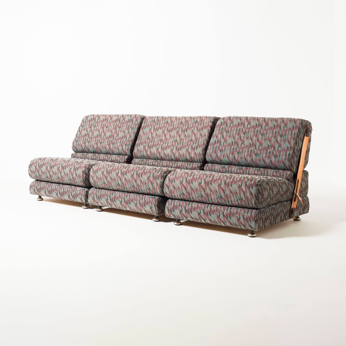 Modular sofa, multicolor fabric, leather, Czechoslovakia, 1970s. - 191344