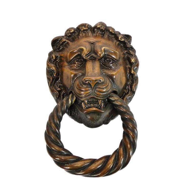Kołatka do drzwi, lew, brąz ciemny, brąz, lata 40.