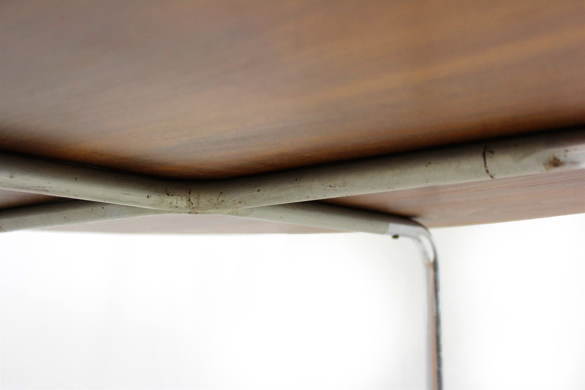 Zestaw jadalniany Bauhaus, brązowy orzech, sklejka, stal chromowana, proj. M. Stam, Czechy, lata 30. - 191546