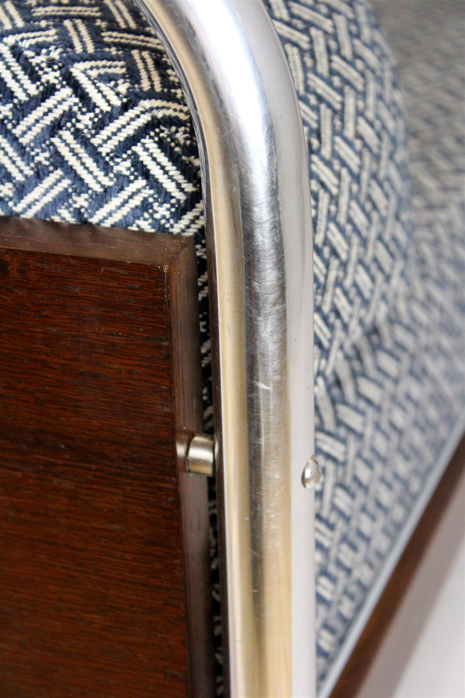 Sofa C10, grey fabric, chrome steel, wood, by R. Slezak, Czech Republic, 1930s. - 191576