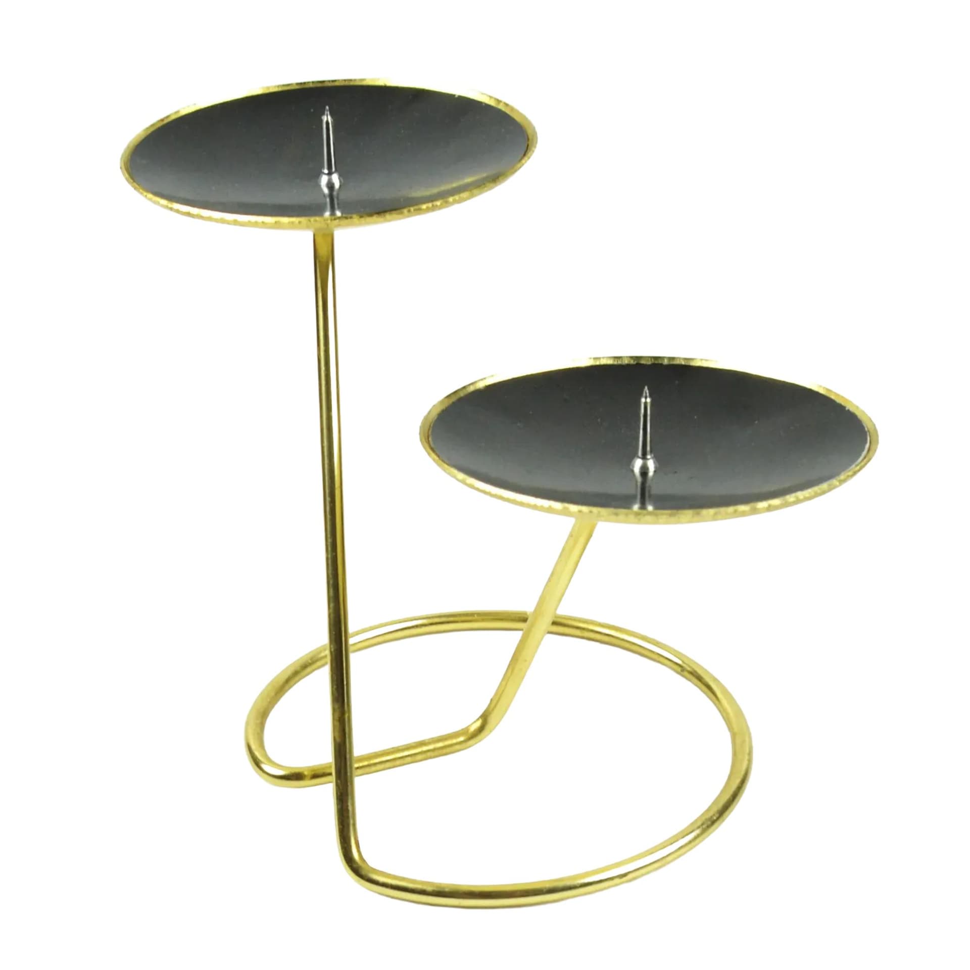 Candlestick Space Age, gold metal, black plastic, Belgium, 1970s. - 192767