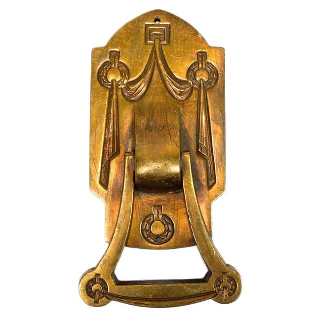 Door knocker Art Nouveau, golden brass, Austria, early 20th c. - DIMENSION