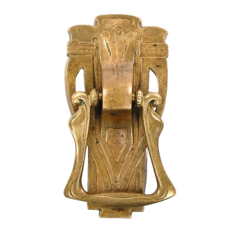 Kołatka drzwiowa secesja, złoty mosiądz, Austria, początek XX w.