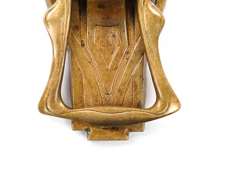 Kołatka drzwiowa secesja, złoty mosiądz, Austria, początek XX w. - 191630