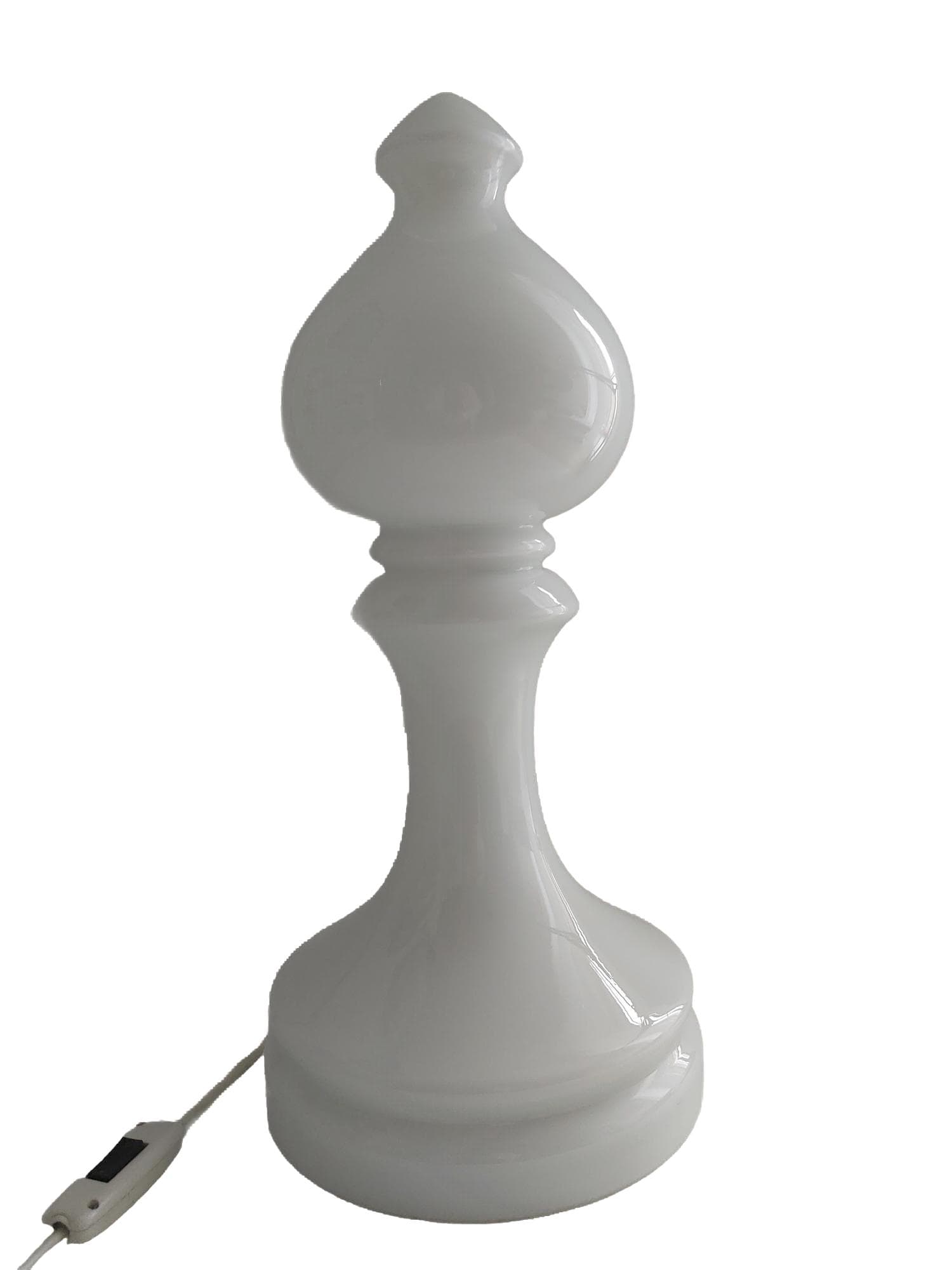 Lampa stołowa Laufer, szkło biały, proj. I. Jakes, Czechosłowacja, lata 70.