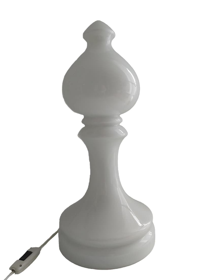 Lampa stołowa Laufer, szkło biały, proj. I. Jakes, Czechosłowacja, lata 70.