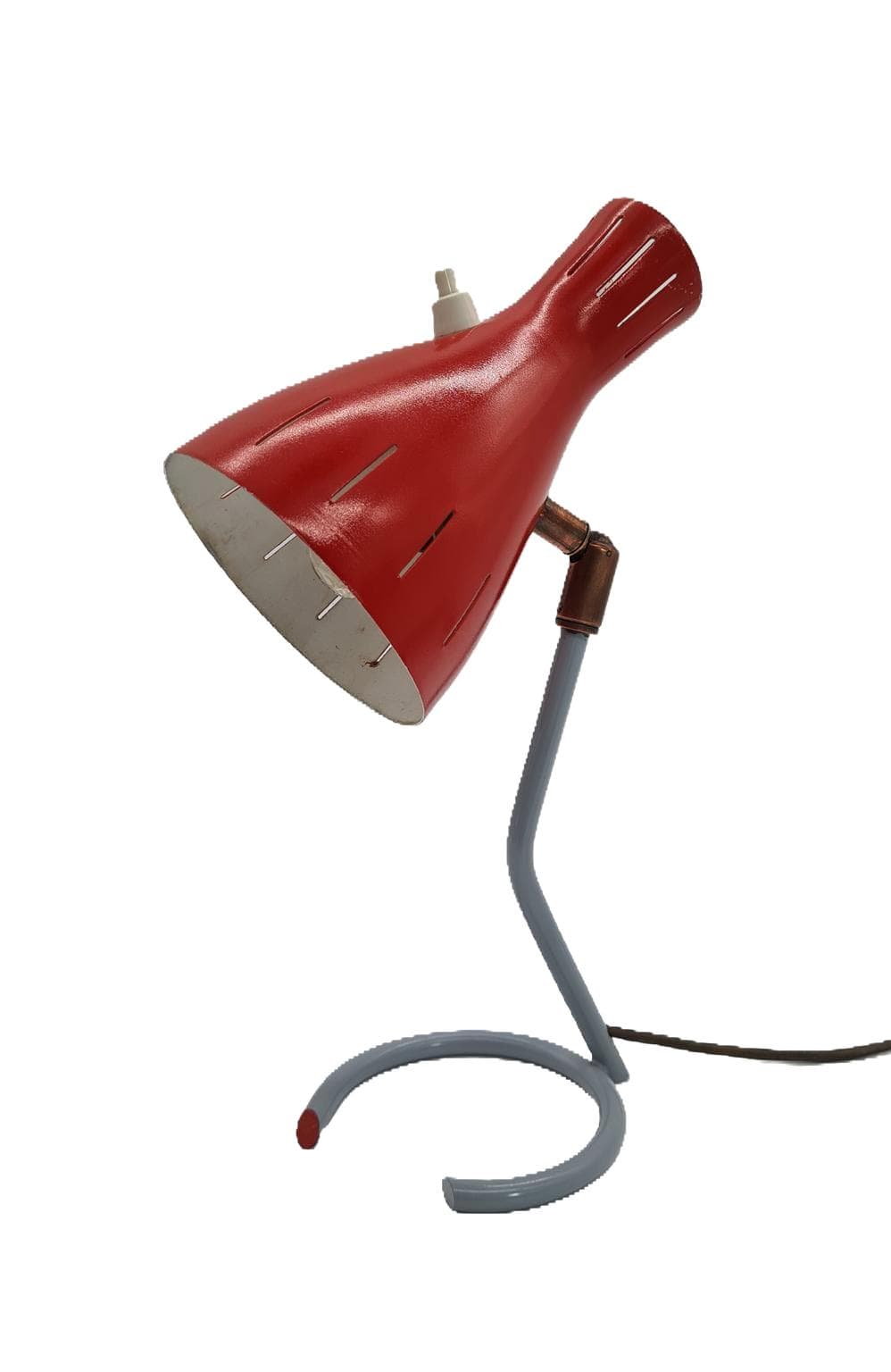 Lampa biurkowa, czerwony metal, Helo Leuchten, Niemcy, lata 60. - 192763