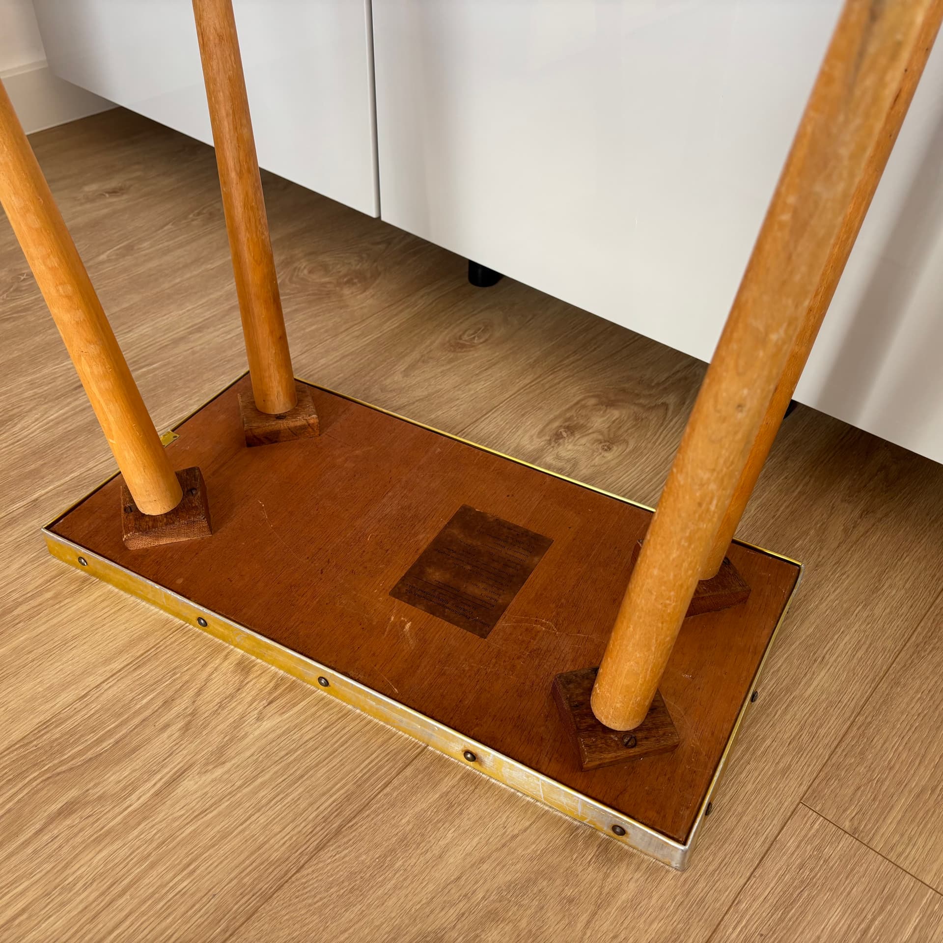 Stolik pomocniczy, szary, ceramika aluminium drewno, Niemcy, lata 70. - 191670