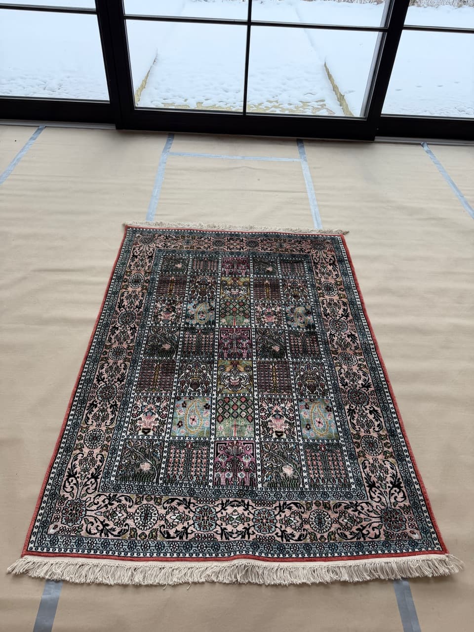 Rug Ghoum, 190x125 cm, navy blue silk, India - 191689