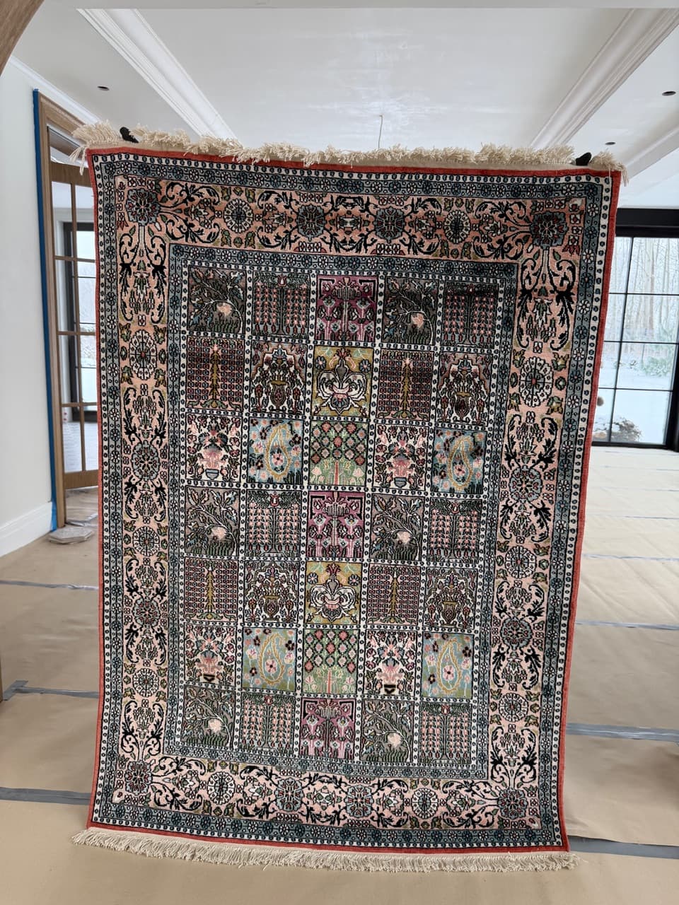 Rug Ghoum, 190x125 cm, navy blue silk, India - 191700