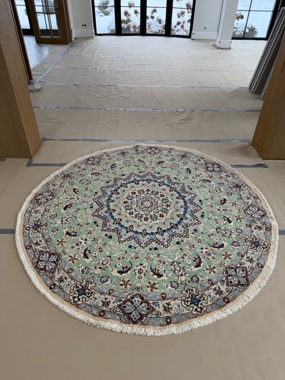 Nowy Okrągły Dywan Perski Kaszmirowy + Jedwab Iran Nain 205x205 - 191736