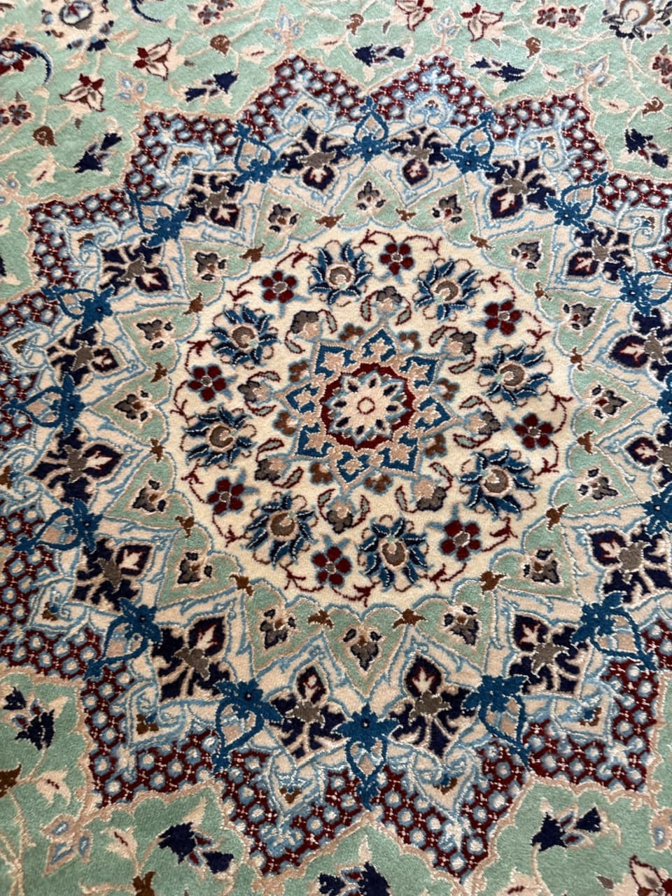 Nowy Okrągły Dywan Perski Kaszmirowy + Jedwab Iran Nain 205x205 - 191739