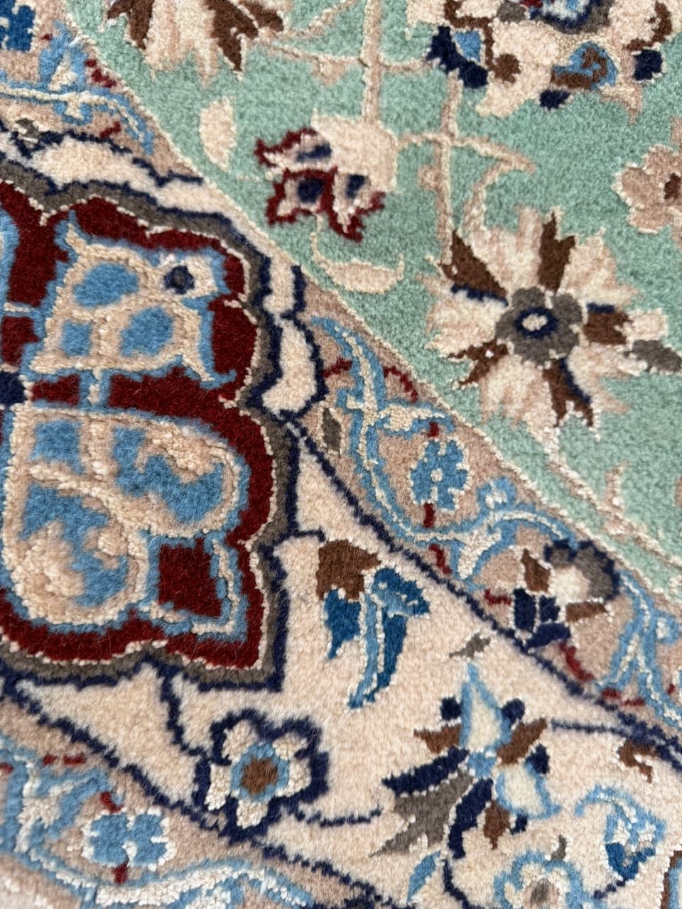 Nowy Okrągły Dywan Perski Kaszmirowy + Jedwab Iran Nain 205x205 - 191745