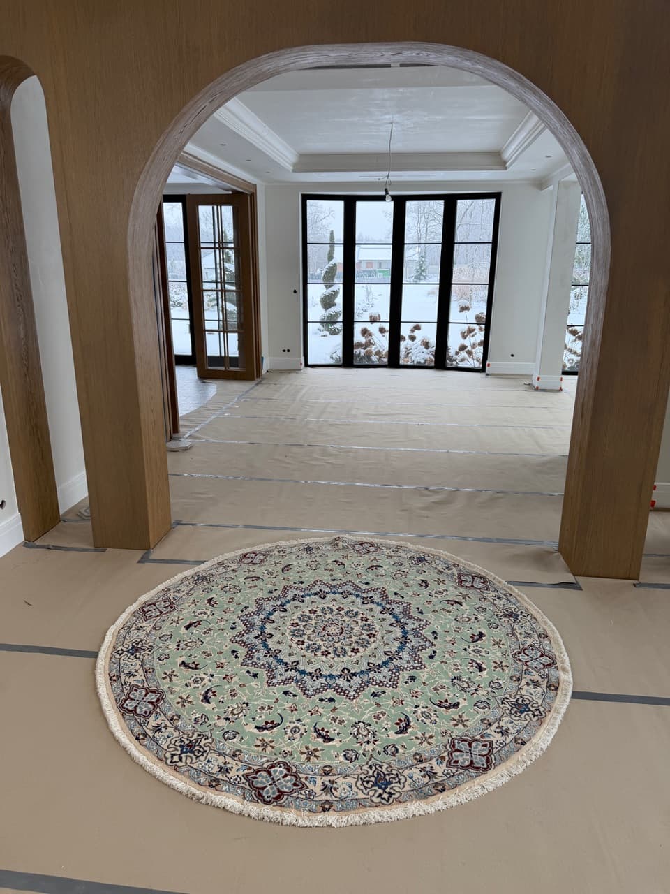 Nowy Okrągły Dywan Perski Kaszmirowy + Jedwab Iran Nain 205x205 - 191735