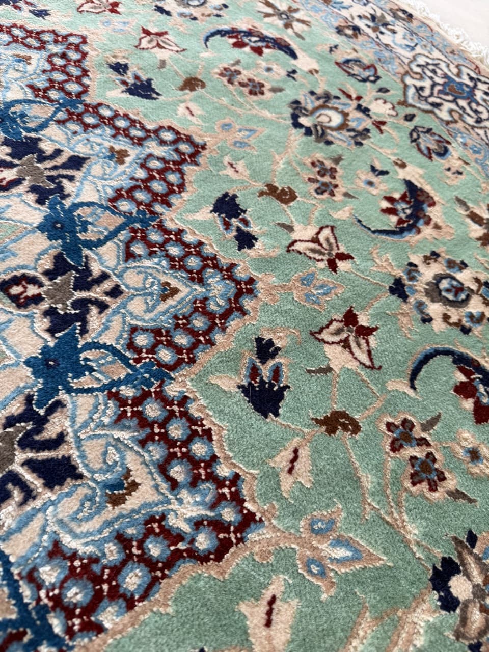 Nowy Okrągły Dywan Perski Kaszmirowy + Jedwab Iran Nain 205x205 - 191744