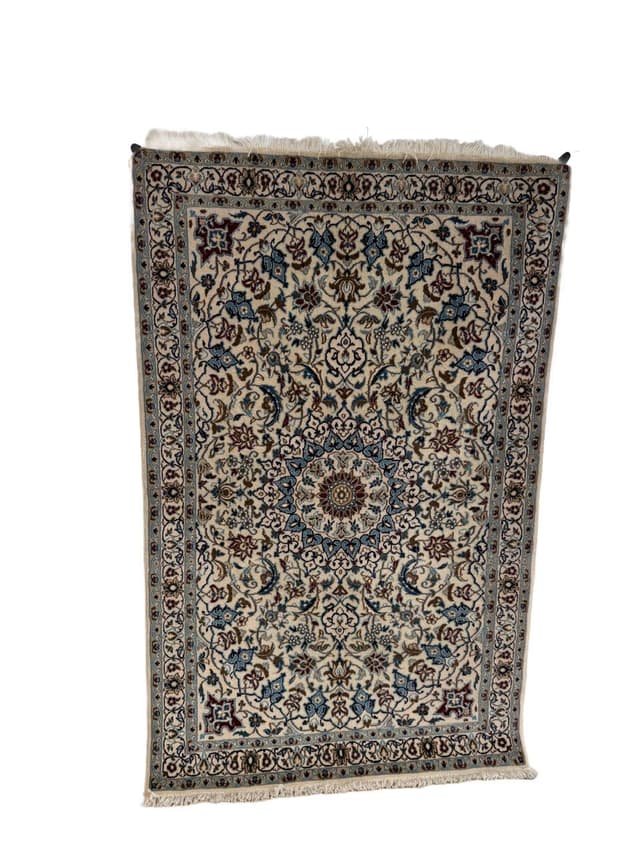 Persian rug Nain 180x115 cm, ivory, wool silk, Iran - DIMENSION