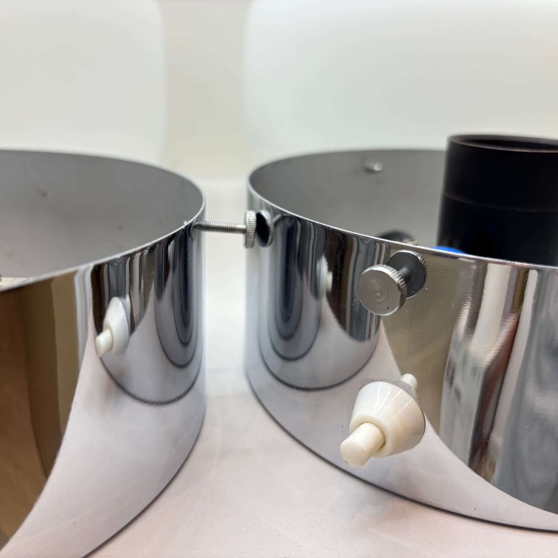 Pair of wall lamps Bauhaus, white glass, chrome, Germany, 1970s. - 191772