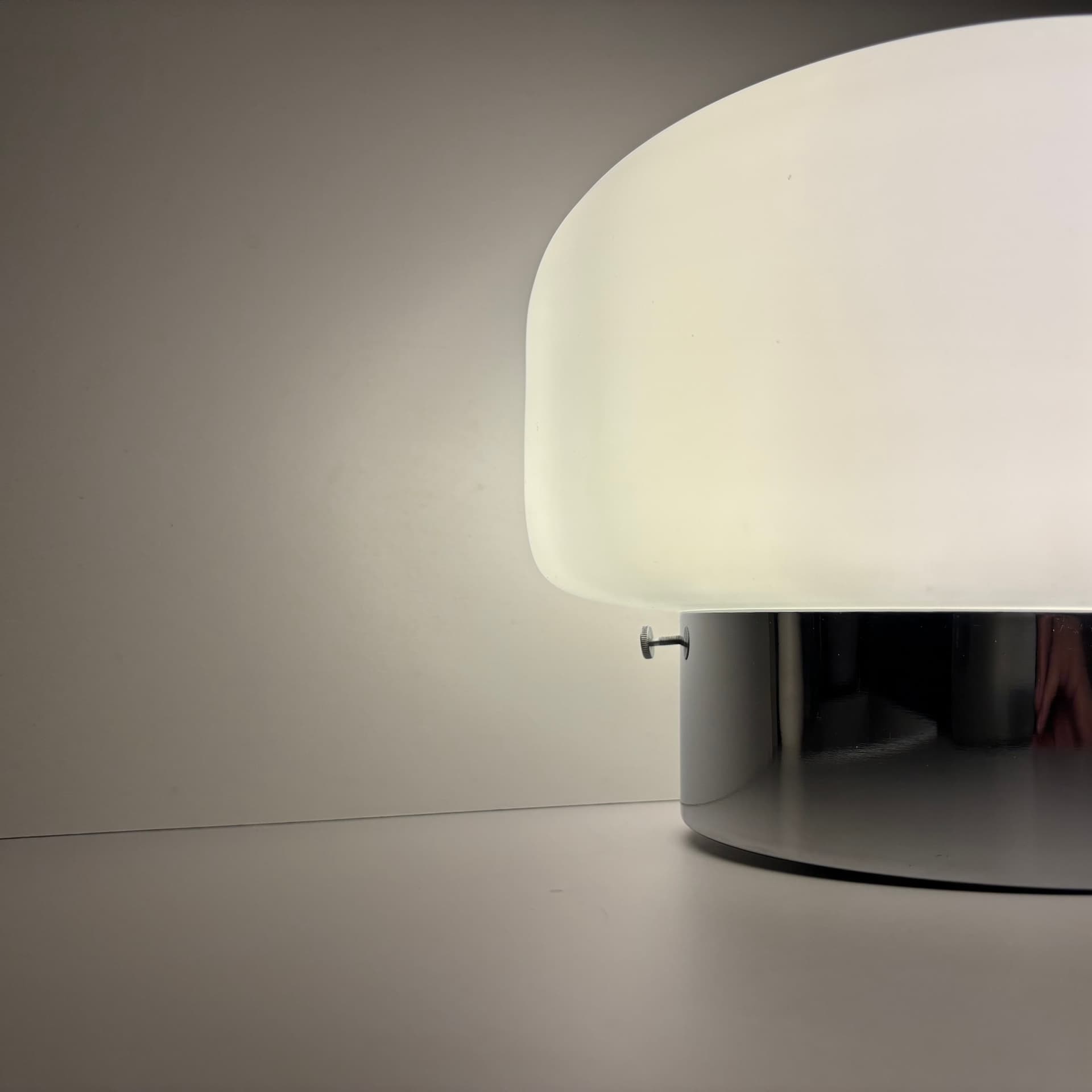 Pair of wall lamps Bauhaus, white glass, chrome, Germany, 1970s. - 191764