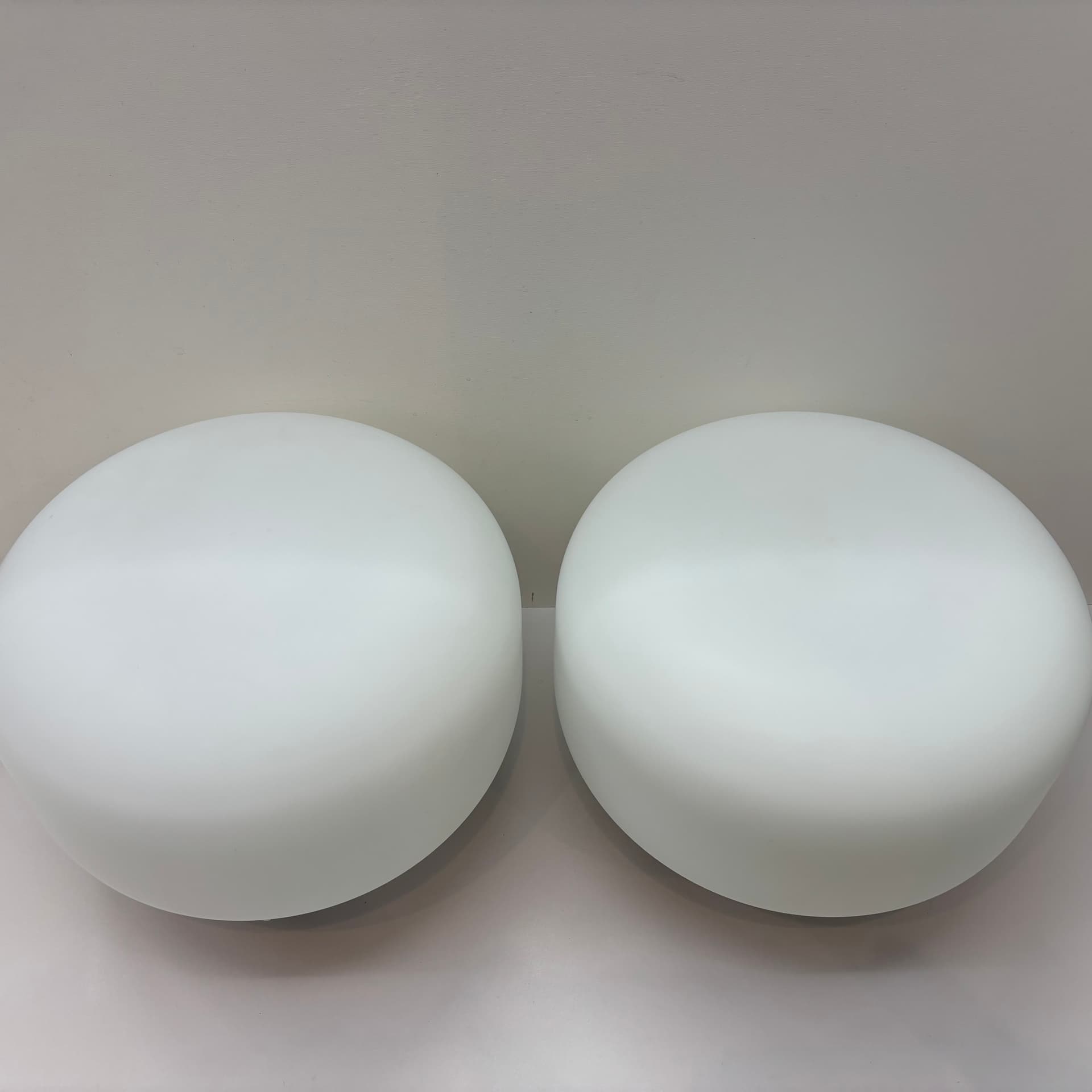 Pair of wall lamps Bauhaus, white glass, chrome, Germany, 1970s. - 191769