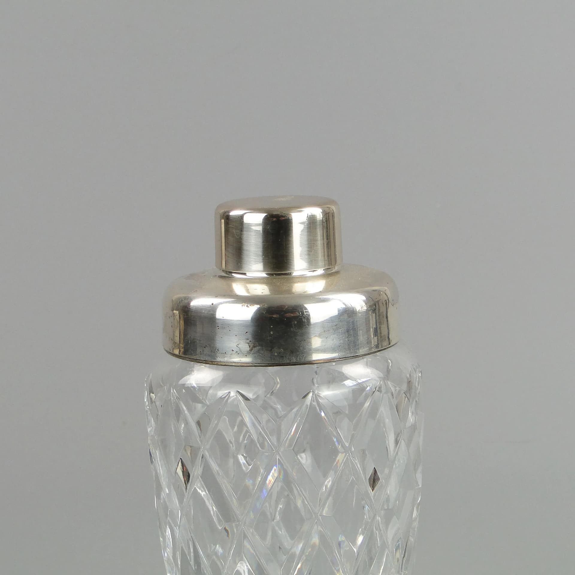 Shaker do drinków Art Deco, kryształ transparentny, platerowany metal, WMF, Niemcy, lata 50. - 13341