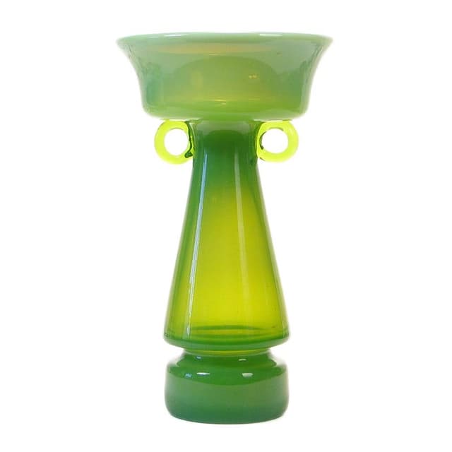 Wazon, szkło zielone, proj. K. Krawczyk, Polska, lata 70. - WYMIARY