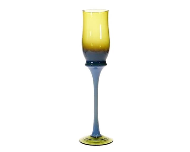 Goblet, ombré yellow-blue, glass, by Z. Horbowy, Poland, 1970s - DIMENSION