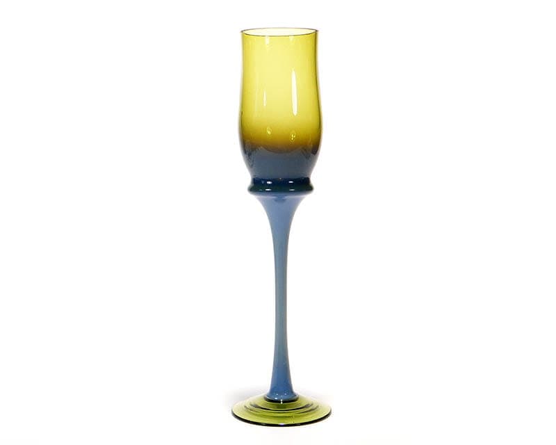 Goblet, ombré yellow-blue, glass, by Z. Horbowy, Poland, 1970s - 191988