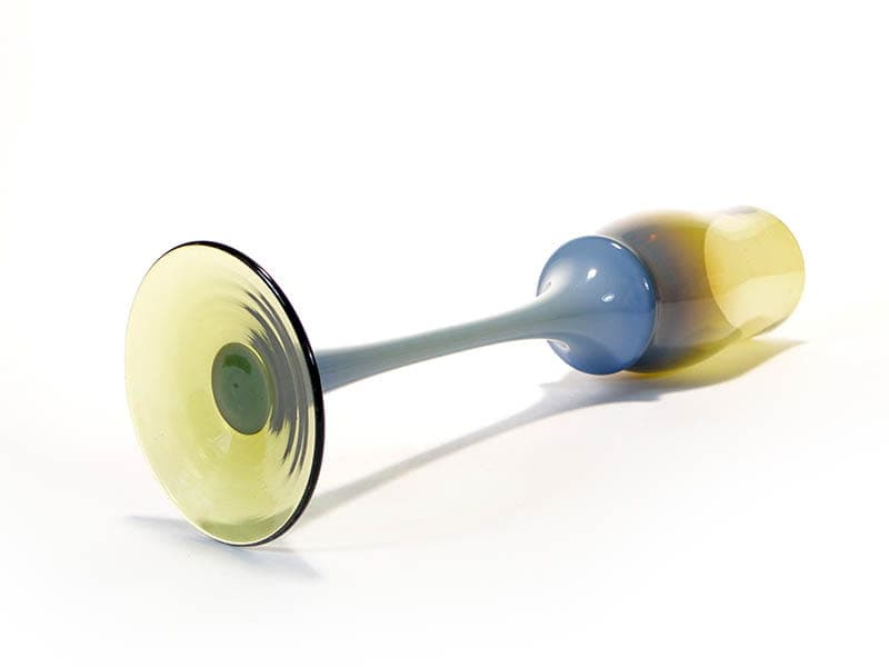 Goblet, ombré yellow-blue, glass, by Z. Horbowy, Poland, 1970s - 191985