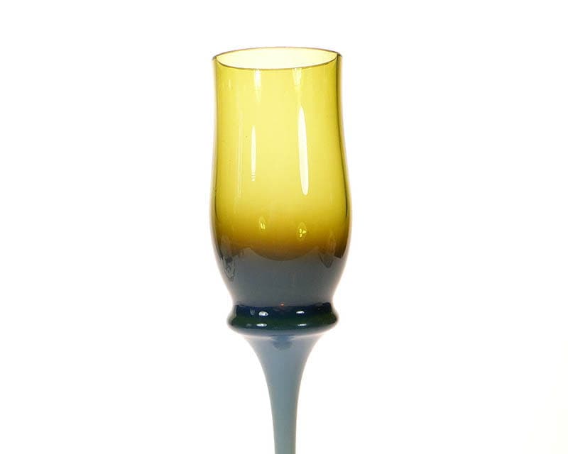 Goblet, ombré yellow-blue, glass, by Z. Horbowy, Poland, 1970s - 191986