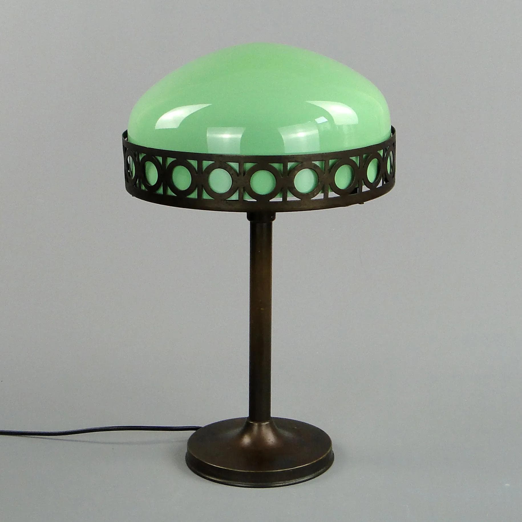 Green Brass Art Nouveau Desk Lamp, Poland, 1900s - 13313