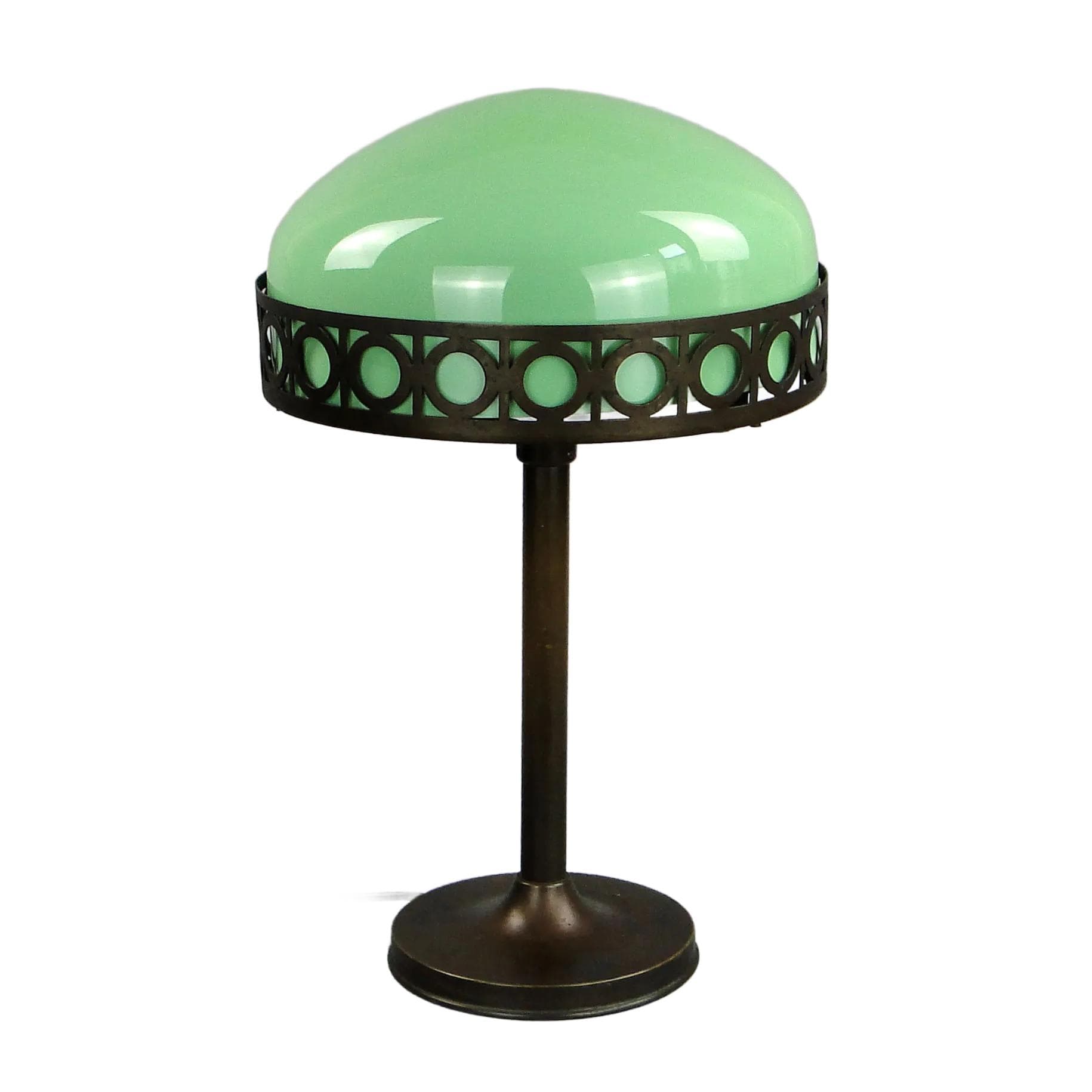 Green Brass Art Nouveau Desk Lamp, Poland, 1900s