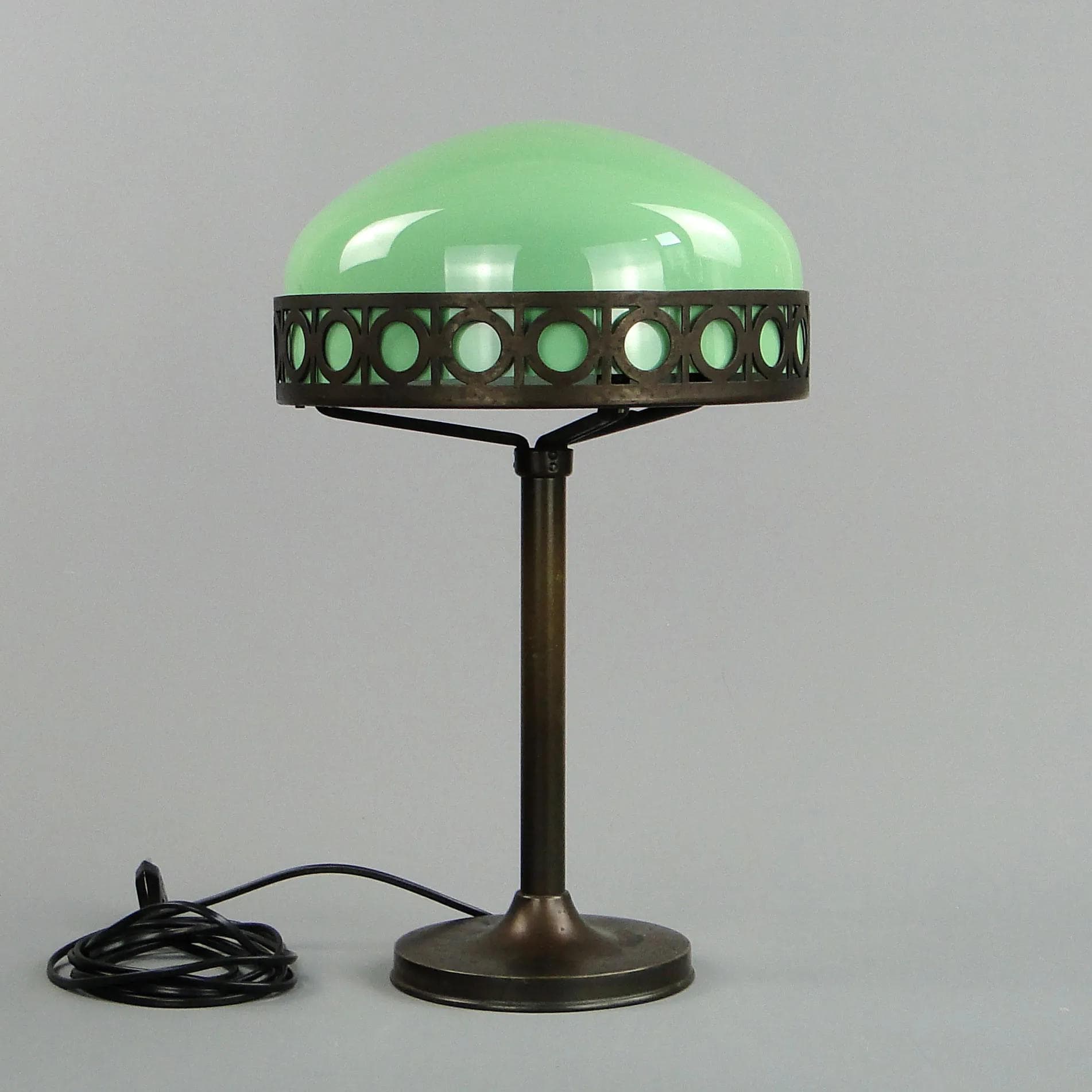 Green Brass Art Nouveau Desk Lamp, Poland, 1900s - 13312