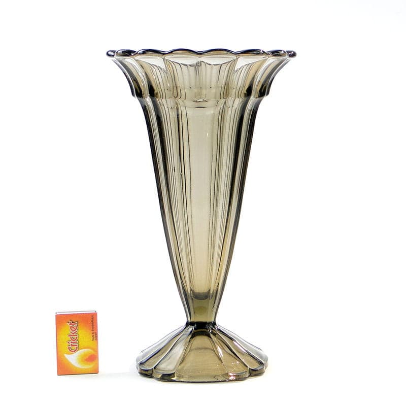 Wazon Art Deco, oliwkowy, szkło, Val Saint Lambert, Belgia, lata 50. - 192165