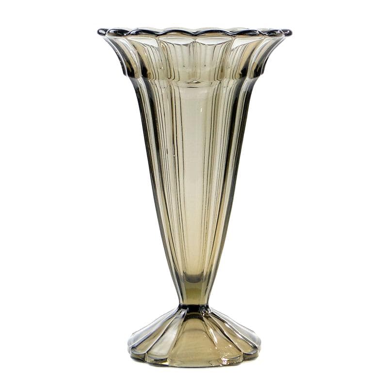 Wazon Art Deco, oliwkowy, szkło, Val Saint Lambert, Belgia, lata 50.