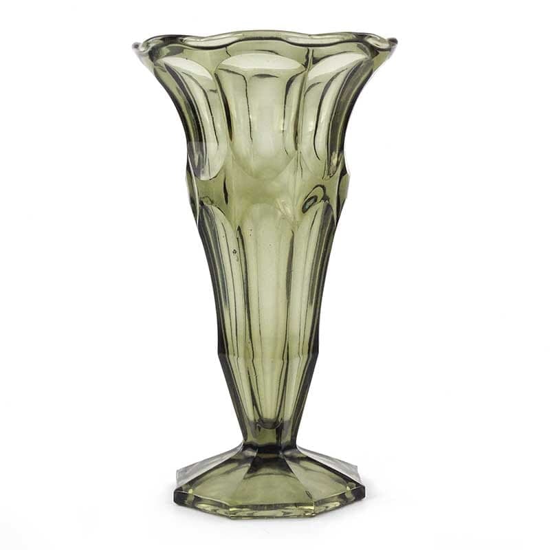 Wazon Art déco, oliwkowy, szkło, Val Saint Lambert, Belgia, lata 50. - 192187