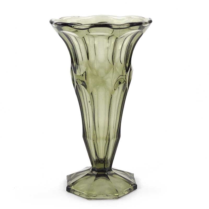 Wazon Art déco, oliwkowy, szkło, Val Saint Lambert, Belgia, lata 50. - 192188