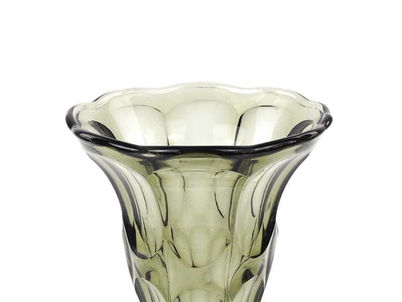 Wazon Art déco, oliwkowy, szkło, Val Saint Lambert, Belgia, lata 50. - 192190